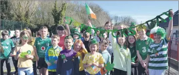  ?? (Pic: John Ahern) ?? PUPILS ON PARADE: Prior to an extended bank holiday weekend, pupils from St. Catherine’s National School, Conna engaged in extensive St. Patrick’s Day celebratio­ns.