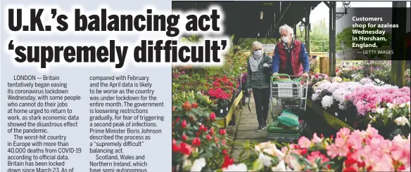  ?? — GETTY IMAGES ?? Customers shop for azaleas Wednesday in Horsham, England.