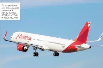  ?? FOTOS DE ARCHIVO ?? En los próximos seis años, Avianca se renovará con 30 aviones A320neo y 20 del modelo A321neo