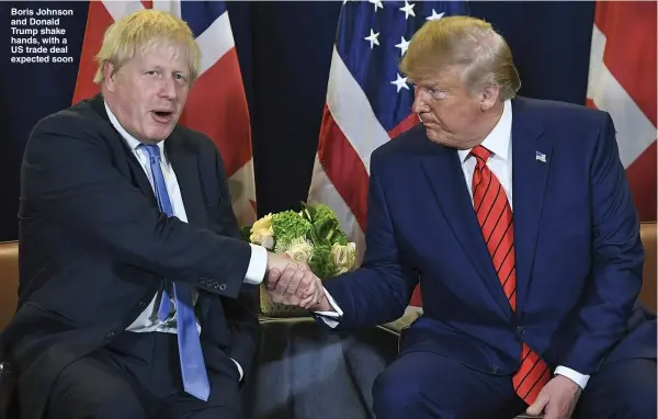  ?? Pictures: GETTY ?? Boris Johnson and Donald Trump shake hands, with a US trade deal expected soon
Quitting…Nicky Morgan