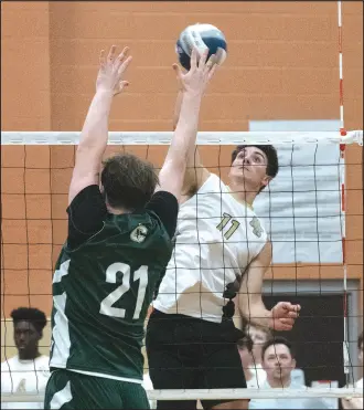  ?? ?? North Kingstown’s Mason Andrade hits a shot during a 2022 semifinal game against Cranston East at North Kingstown High School.