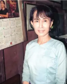  ?? MARTIN REGG COHN ?? Aung San Suu Kyi, pictured in 2002, is as much a prisoner of her political situation now as she was under house arrest, Martin Regg Cohn writes.