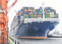  ??  ?? The CMA CGM Chile is an Ultra Class Container Vessel, with 15,072 TEU (twenty-foot unit) carrying capacity and 366 metres length overall.