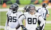  ?? EMILEE CHINN/AP ?? Jaguars defensive tackle Taven Bryan (90) reacts during the team’s loss to the Bengals.