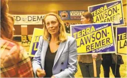  ?? EDUARDO CONTRERAS U-T FILE ?? Democrat Terra Lawson-Remer defeated District 3 incumbent Kristin Gaspar for a seat on the county Board of Super visors.