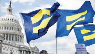  ?? JACQUELYN MARTIN/AP ?? The Human Rights Campaign with “equality flags” in Washington in 2017.