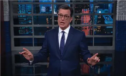  ??  ?? Stephen Colbert: ‘It is yet another bewilderin­g day in America. Up is down, right is wrong, Trump is president.’ Photograph: YouTube