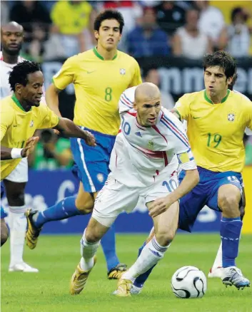 ?? KEYSTONE ?? Zidane durante i quarti di finale dei Mondiali del 2006 contro il Brasile
