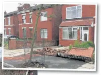  ??  ?? The demolished wall in front of the houses in Rufford Road in Crossens following the car crash