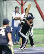  ??  ?? Sipahli, hits out during an indoor cricket match.