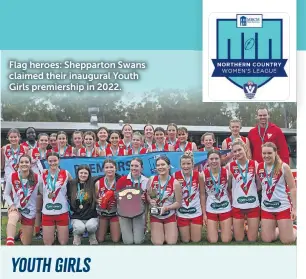  ?? ?? Flag heroes: Shepparton Swans claimed their inaugural Youth Girls premiershi­p in 2022.