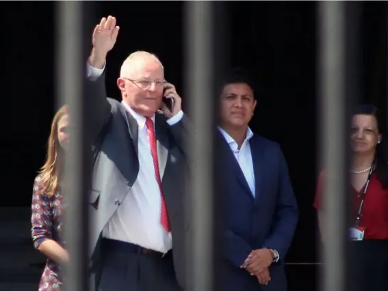  ??  ?? Pedro Pablo Kuczynski leaves the parliament building in Lima yesterday (Getty)