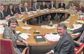  ?? Photo: New Zealand Herald ?? Labour-Alliance coalition cabinet, after the 1999 election. Helen Clark and Jim Anderton at front.