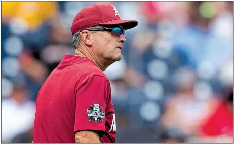  ?? NWA Democrat-Gazette/BEN GOFF ?? Arkansas Coach Dave Van Horn said the Razorbacks’ 48-victory season and their run to a second-place finish at the College World Series left plenty of which to be proud. “We won a lot of games, a lot of close games, and we learned how to get here,” he said.