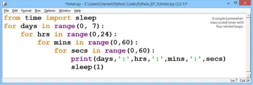  ??  ?? A simple (somewhatin­accurate) timer with four nested loops.