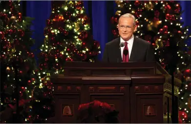  ?? ASSOCIATED PRESS FILE PHOTO ?? Elder Patrick Kearon speaks at the First Presidency Christmas Devotional at the Conference Center in Salt Lake City on Sunday, Dec. 8, 2019.