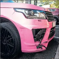  ??  ?? DAMAGE: Range Rover’s bumper and front fog light