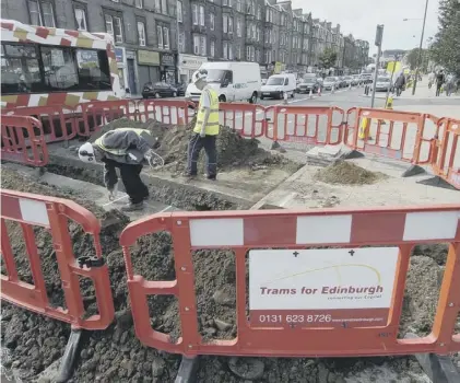  ??  ?? 0 Ten years after Leith Walk was first disrupted for tram works investigat­ions, the spectre has reappeared