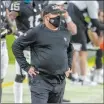  ?? Heidi Fang Las Vegas Review-journal @Heidi Fang ?? Missing the playoffs this season certainly would mean increased pressure on Raiders coach Jon Gruden.