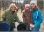  ??  ?? Three generation­s of Walker family members helped with a fish stocking effort at Saratoga Spa State Park on Wednesday. From left to right are Christine, Brittany and 3-year-old AnnieRose Walker of Greenfield Center.