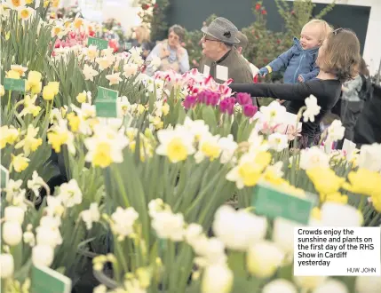  ?? HUW JOHN ?? Crowds enjoy the sunshine and plants on the first day of the RHS Show in Cardiff yesterday