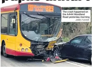  ?? JAMES TUCKER ?? The crash happened on the A444 Woodland Road yesterday morning