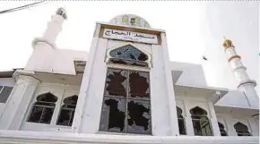  ??  ?? Windows of the Grand Mosque in Minuwangda, 45km from Colombo, shattered during the anti-Muslim riots yesterday. EPA PIC