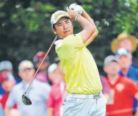  ?? AFP ?? Hideki Matsuyama of Japan plays his shot from the 12th tee during the third round on Saturday.