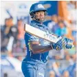  ?? IANS ?? ROMARIO Shepherd hit the Proteas’ Anrich Nortje for a sequence of four sixes and two fours in a brilliant display of power-hitting for Mumbai Indians. |