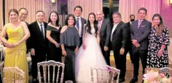  ?? ?? The newlyweds with (from left) Joan Jurilla, Dr. Jon Jurilla, Dr. Edward Uy, Dellie Uy, Dr. Rachel Leelin, Dr. Freddie Leelin, Dr. Ed Sarabia, Dr. JP Pang, Cristine Lucero-Pang