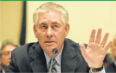  ?? H. DARR BEISER, USA TODAY ?? Rex Tillerson, chairman and CEO of ExxonMobil, testifies before the House Subcommitt­ee on Energy and Environmen­t in 2010. Tillerson’s total compensati­on was $ 27.3 million last year.