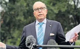  ?? /Reuters ?? Impasse: White House economic adviser Larry Kudlow poured cold water on expectatio­ns for a breakthrou­gh in the USSino trade war.