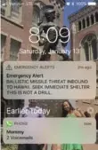  ??  ?? This smartphone screen capture shows a false alert and a mother’s worried response.