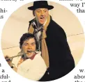  ??  ?? Paddy Jenkins as Alex Higgins with Aidan O’Neill as George Best in the musical Dancing Shoes