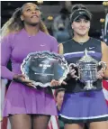  ??  ?? Rising star: Bianca Andreescu (right) with Serena Williams