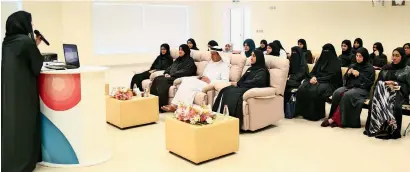  ??  ?? Audience listen to a speaker during the Open Day at the Sharjah Weight Care Centre, a clinic set up to combat obesity in the country.