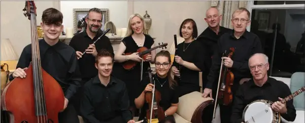  ??  ?? Members of the Dodder Banks Céilí Band who performed at the Scoil Chualann Ceilúradh 40 bliain celebratio­n in the Summerhill Hotel, Enniskerry: (back) Matthew Gaffney, Martin Gaffney, Emma Woodss, Sarah Jane Woods, Denis Grehan, Mick Glynn; (front)...