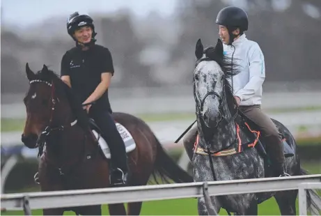  ?? Picture: AAP ?? BANKING ON A SCRATCHING: Danon Liberty (left) with Prestwick at Canterbury Park racecourse in April.