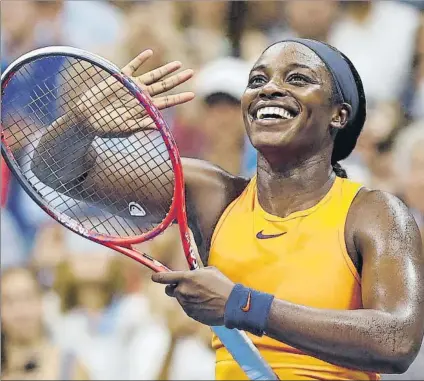  ?? FOTO: AP ?? Sloane Stephens, campeona en curso, derrotó por un doble 6-3 a la belga Elise Mertens