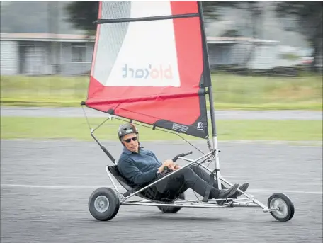  ?? PHOTO: WARREN BUCKLAND ?? John Marshall drives his blokart at the Blokart park on the corner of Prebensen Drive and the Expressway, Napier.