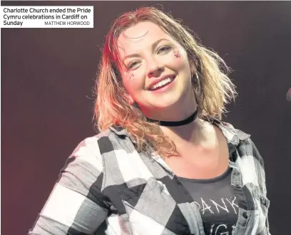  ?? MATTHEW HORWOOD ?? Charlotte Church ended the Pride Cymru celebratio­ns in Cardiff on Sunday