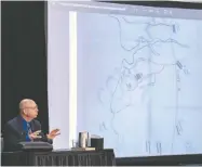  ?? ANDREW VAUGHAN / THE CANADIAN PRESS ?? Retired RCMP Staff Sgt. Steve Halliday talks about the RCMP'S command post, operationa­l communicat­ions centre and command decisions at the Mass Casualty Commission inquiry in Dartmouth, N.S., on Tuesday.