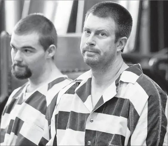  ?? LARRY BECKNER/AP ?? Former NFL quarterbac­k Ryan Leaf, right, served 32 months in prison for for breaking into a home in Montana to steal prescripti­on drugs and violating his Texas probation.