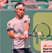  ?? AP ?? Fabio Fognini, 29 anni, tre volte ai quarti in un 1000