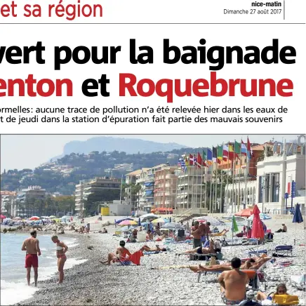  ?? (Photo Jean-François Ottonello) ?? Sur la plage du Casino à Menton, les baigneurs ont vite repris leurs droits dans la Grande bleue.
