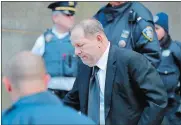  ?? SETH WENIG/AP PHOTO ?? Harvey Weinstein leaves a Manhattan courthouse during a break in the jury selection for his trial on rape and sexual assault charges in New York on Thursday.