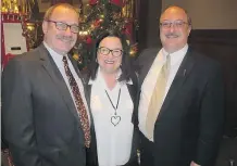  ??  ?? MLA Ric McIver, left, Kids Cancer Care’s Christine McIver and MLA Richard Gotfried.