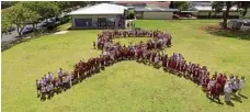  ?? PHOTO: CONTRIBUTE­D ?? COMMITTED: Newtown State School staff and students form a ribbon on the oval.