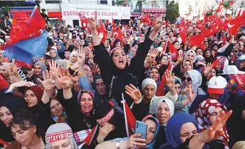  ?? Reuters ?? A supporter of Turkish President Tayyip Erdogan gestures at a rally, ahead of the presidenti­al runoff vote today, in Istanbul, Turkey on Friday.