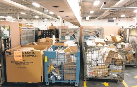  ??  ?? Approximat­ely 30-35 large mail containers loaded with priority mail, dating to at least Sept. 17, were rerouted from the Lehigh Valley plant to the Scranton location, according to U.S. Sen. Bob Casey.